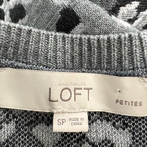 Loft Womens Sweater Dress Multicolor Leopard Ribbed Triangle Neckline Petites S - Picture 10 of 10